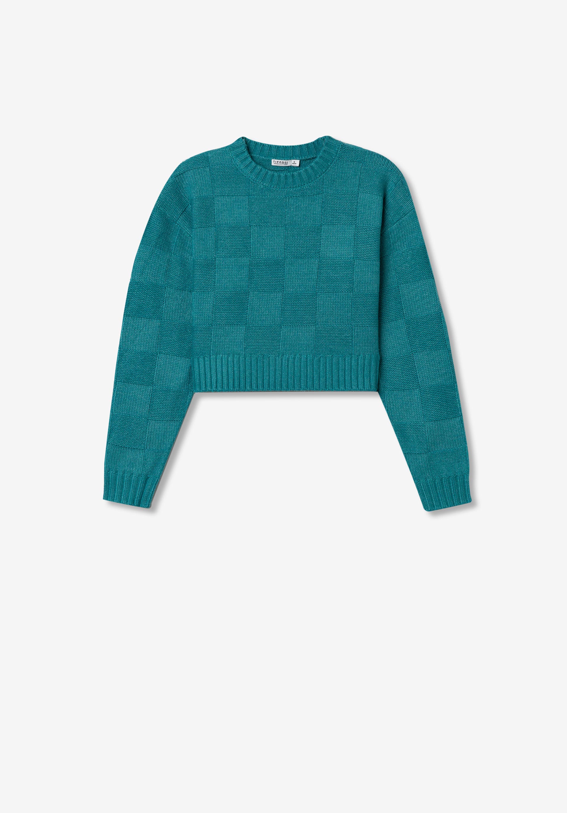 Camisola de Malha Efeito Quadrados