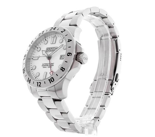 Depth Charge Stainless Steel White Dial Dive Watch