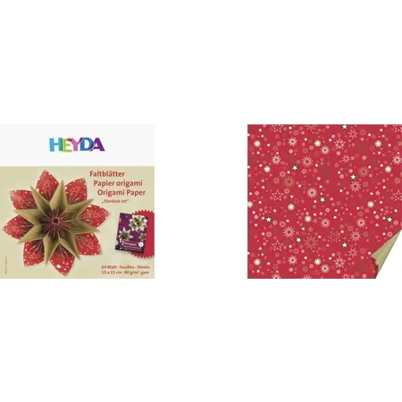 Heyda Faltpapier Stardust rot, ca. 15 x 15cm, 64 Blatt