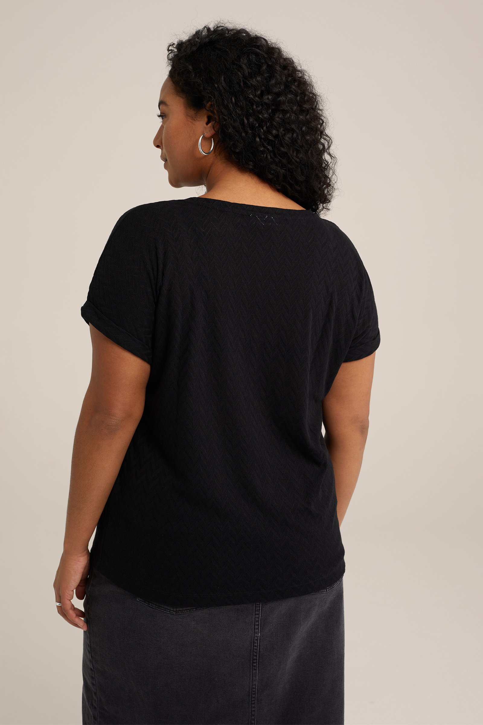 top met opengewerkt dessin - Curve WE Fashion Zwart