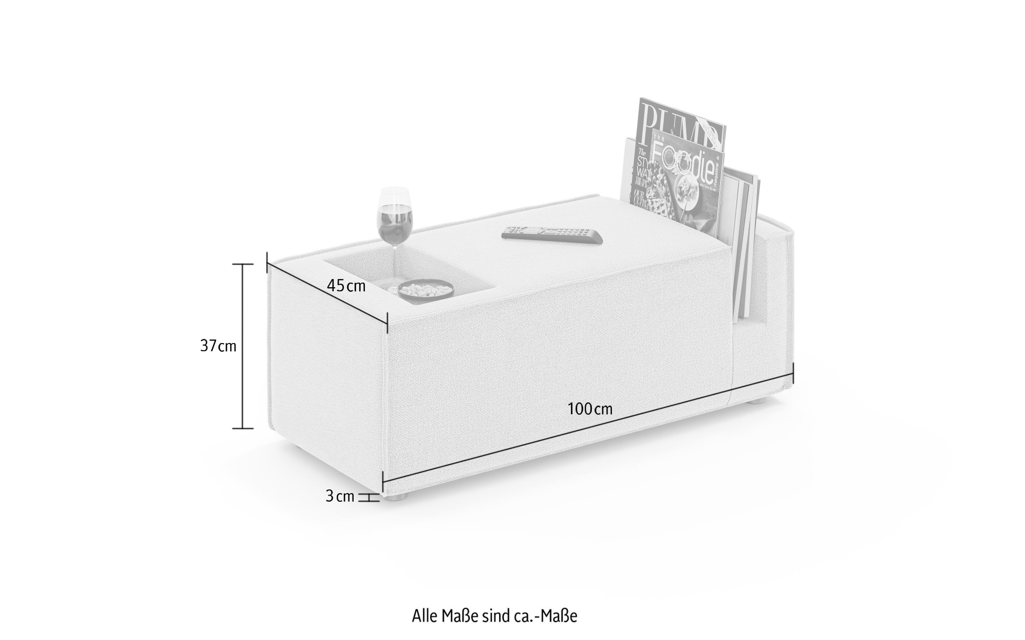 GOODproduct Sofaelement »HAILY Tisch für das Modulsofa, Masse B/T/H: 45/100/37 cm« als Modul oder separat verwendbar, mit Steckfach und Ablagefläche
