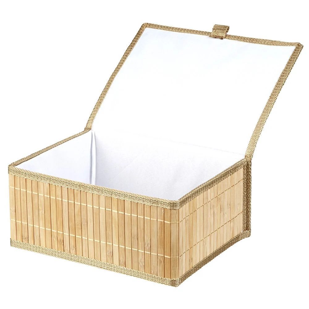 Boîte de rangement déco lattes en bambou L29 x L23 cm