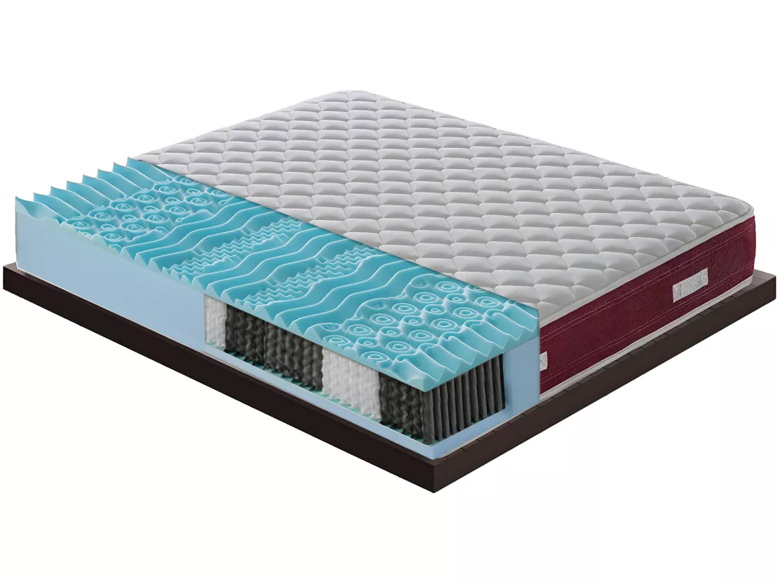 Matelas à ressorts ensachés et mousse mémoire - 9 zones différentes 90x190 cm