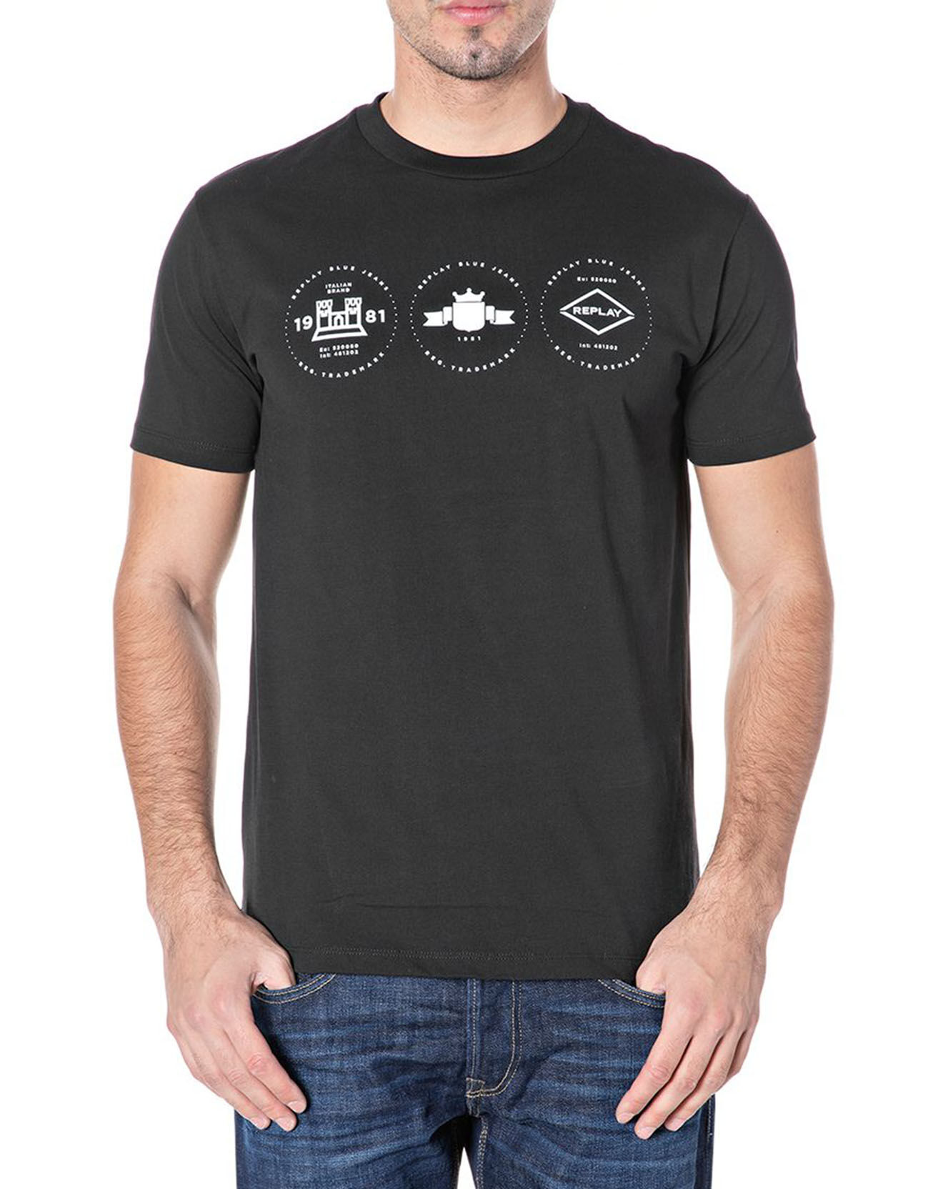 Replay T-Shirt Tri Logo Cent noir