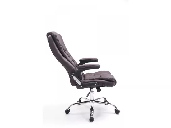 Chaise de bureau - Similicuir & Métal chromé - Marron - Thor