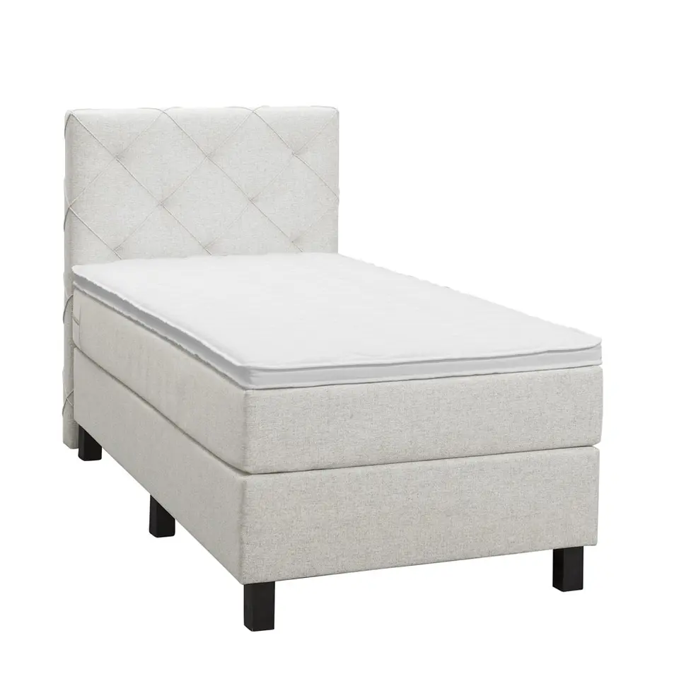 Boxspring Liv geruit - ecru - 90x200 cm - vierkante poot