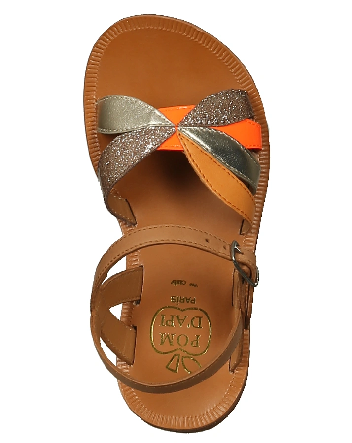 Leder-Sandalen PLAGETTE REVERSE in cognac/bunt