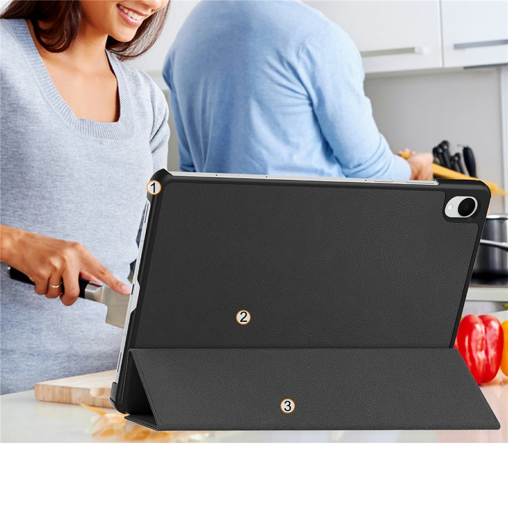 Samsung Galaxy Tab S11 Leder Tasche Smart Cover Hülle Litchi Look - Grau