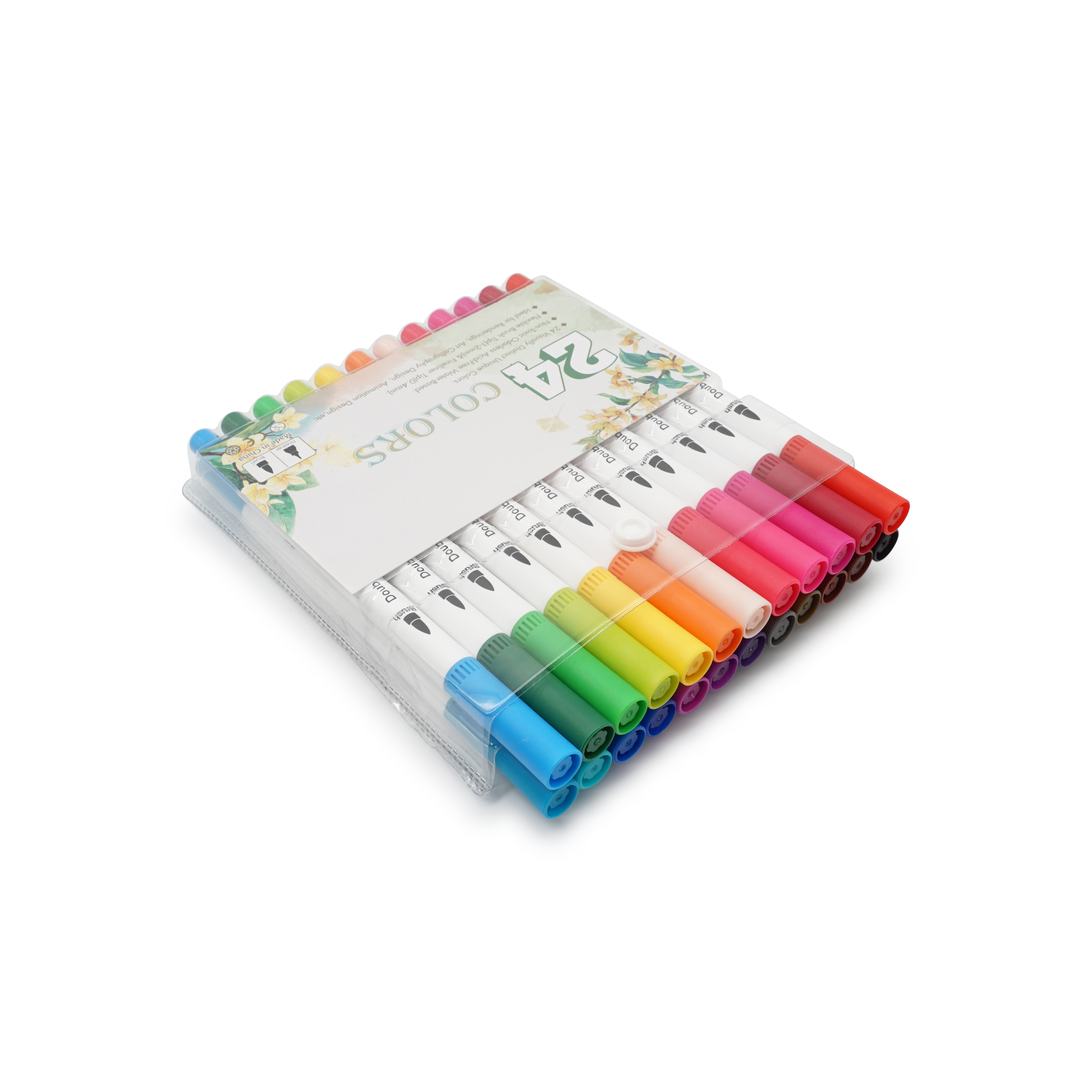 (24er Set) Doppelspitz Mal Filzstifte Dual Brush Pen Fineliner Künstler Stifte