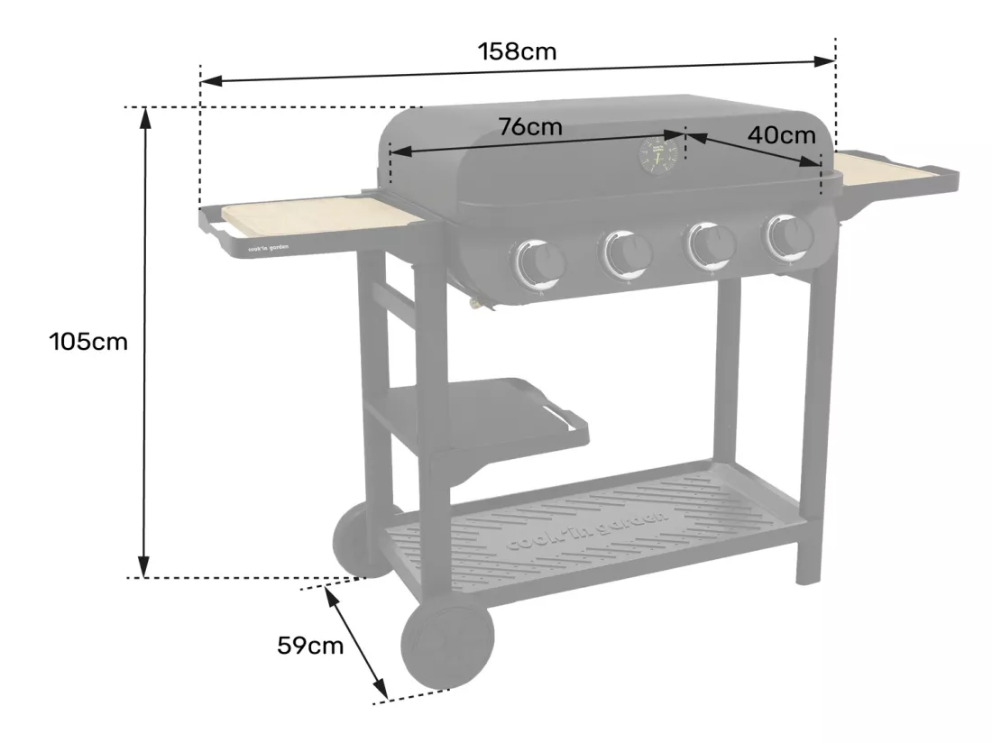 Barbecue gaz FLAVO 76 SC sur chariot - COOK'IN GARDEN