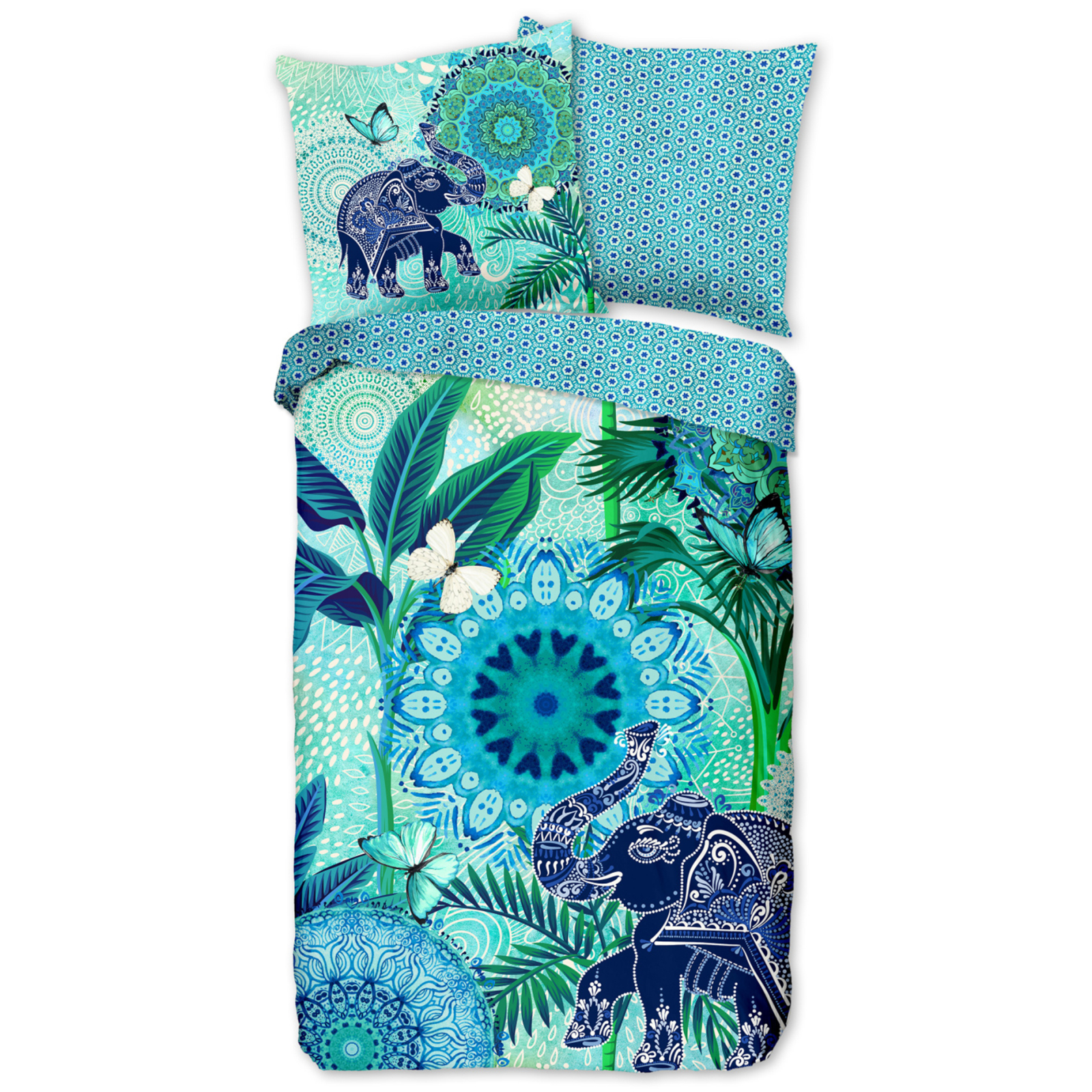 Bettwäsche ISARA ELEFANT - multicolor-blau - 135x200 cm