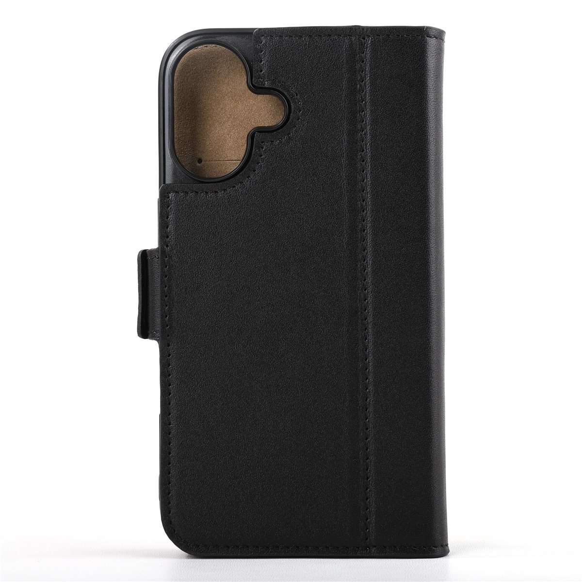 iPhone 16 Echtleder Tasche Flip Cover Hand Made (FABIOIP16-01) - Schwarz