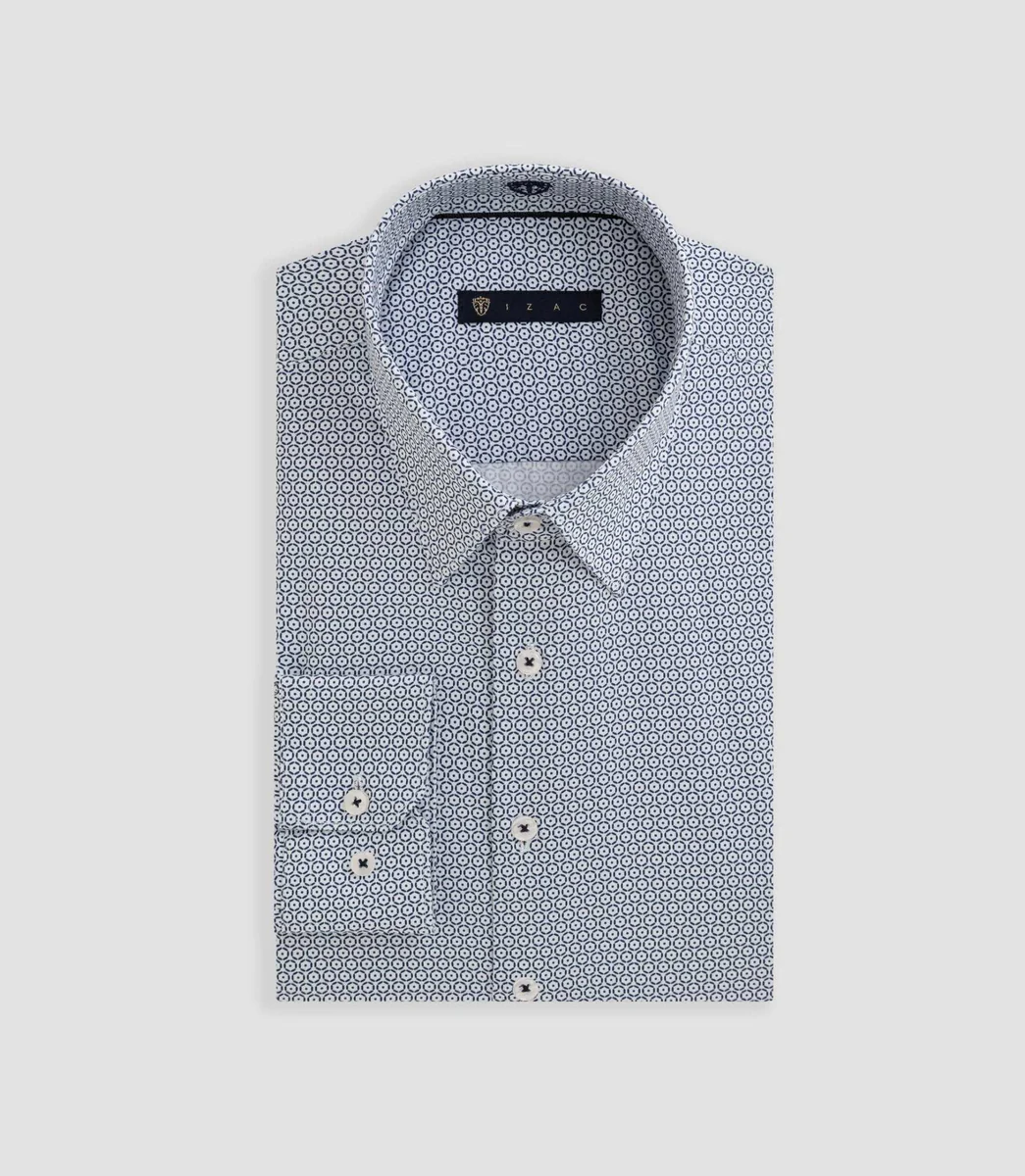 Chemise imprime micro motif blanc 