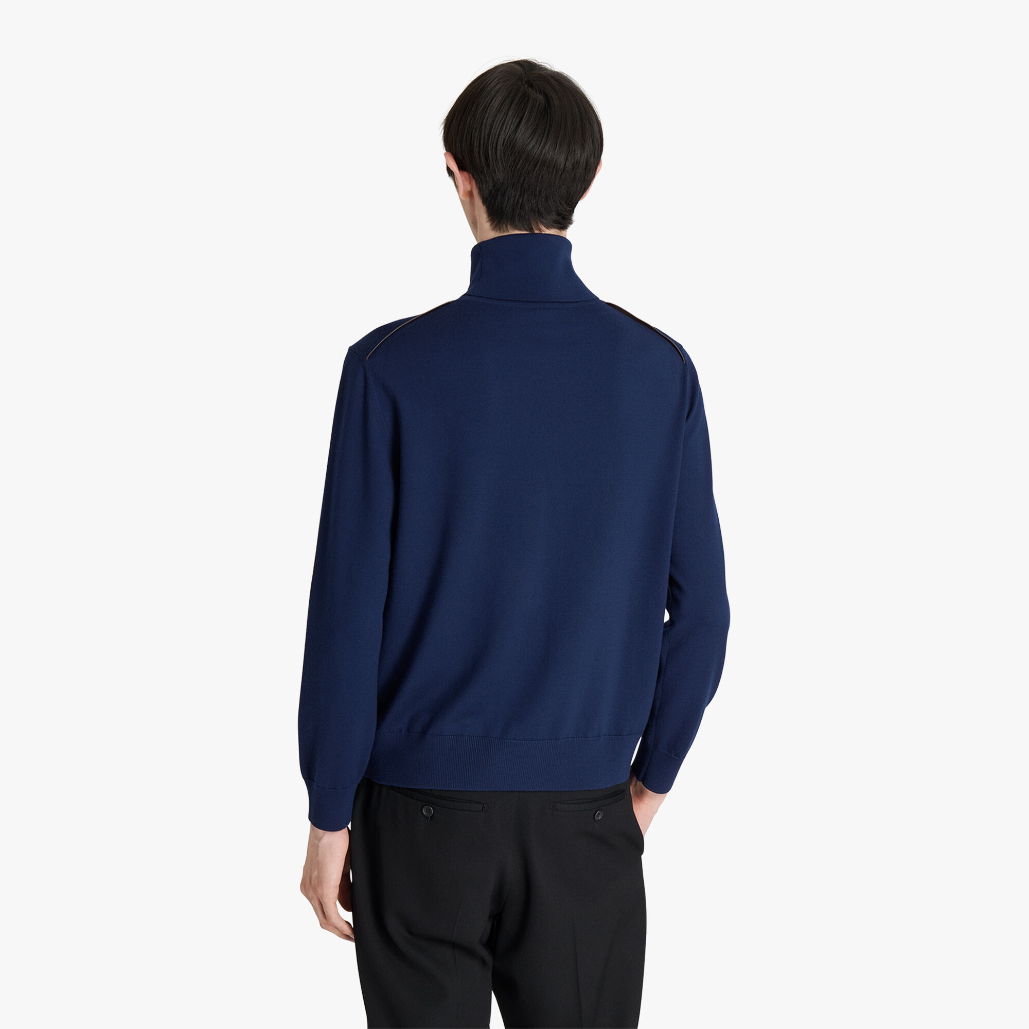 Col Roule En Laine Avec Details En Cuir
