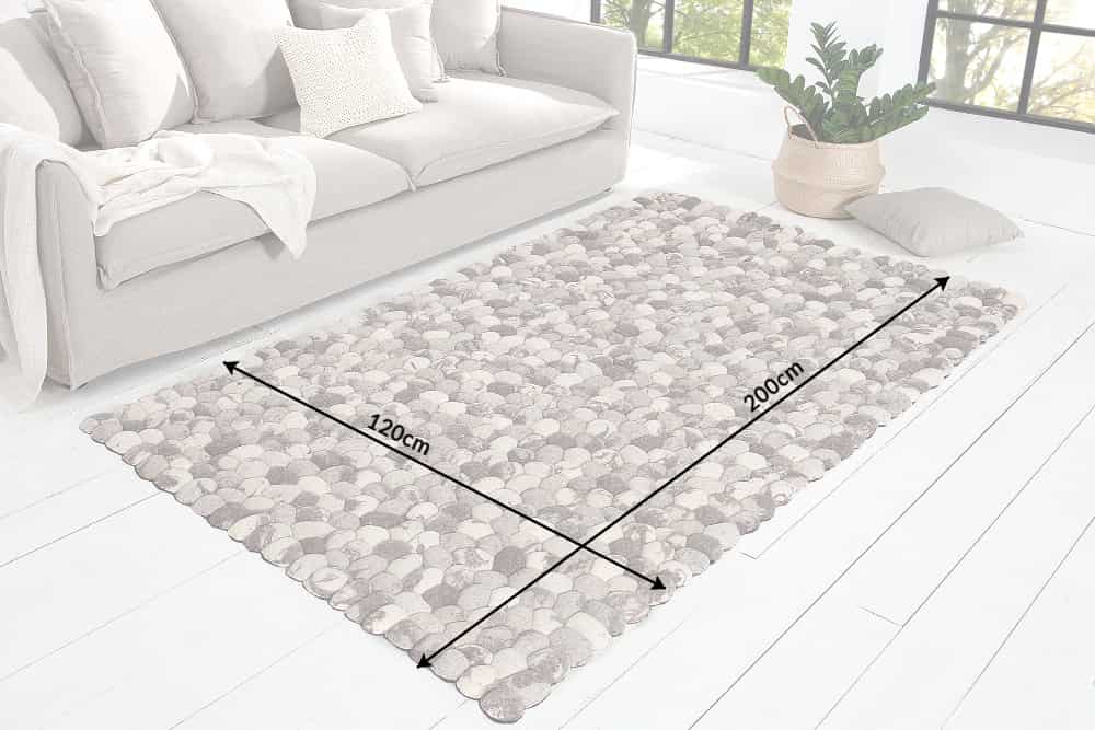 Handgewebter Schurwolle-Teppich ORGANIC LIVING 200x120cm grau Filz Steinoptik