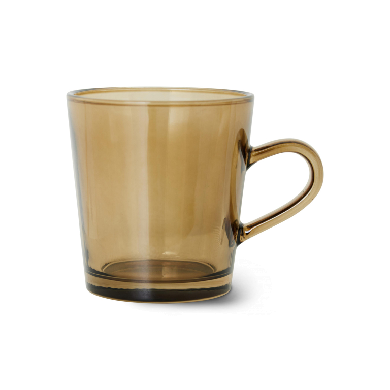 HKliving 70's Glassware koffie mok set van 4 amber brown
