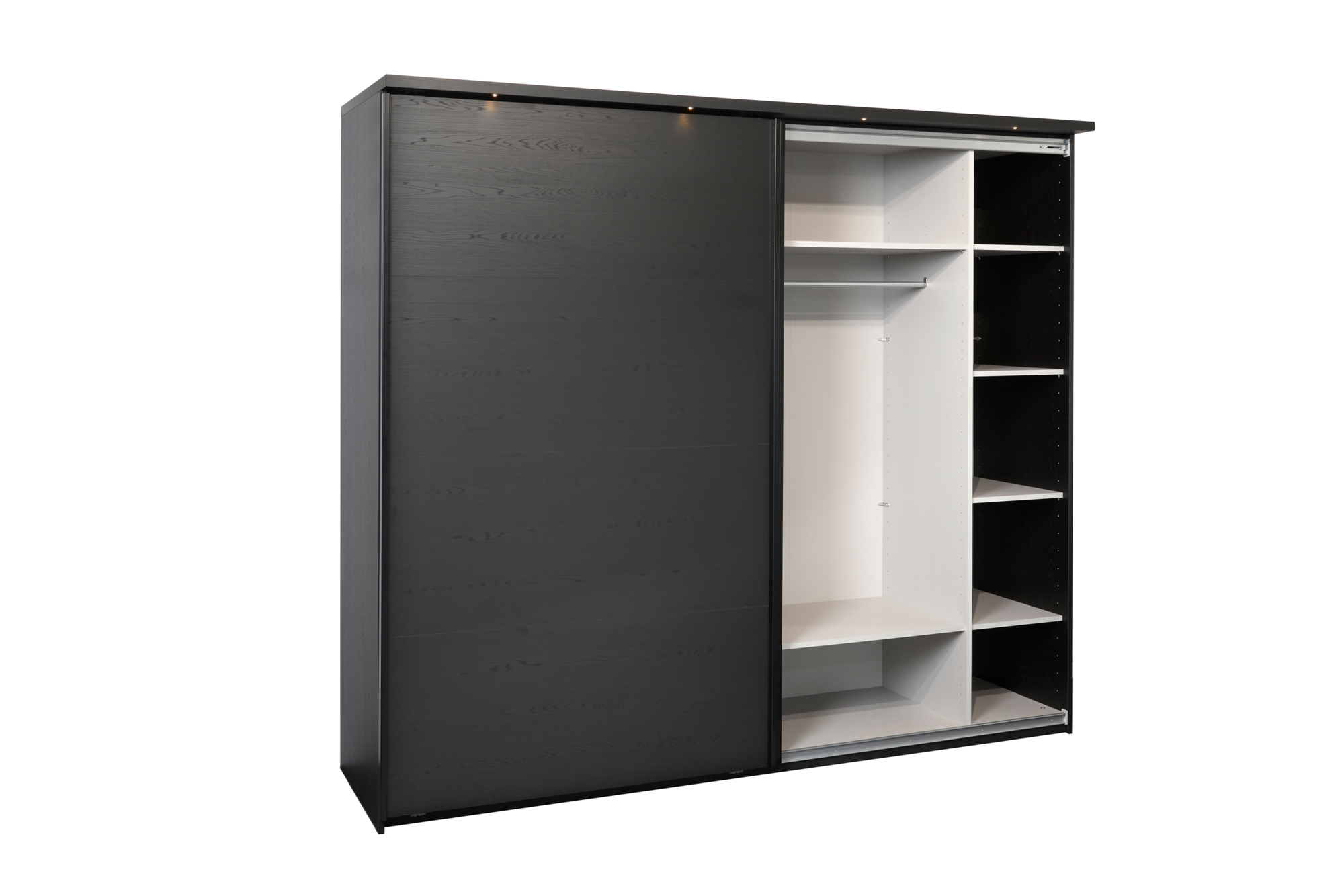 Kledingkast Nox 245 x 221 x 63 cm - Zwart + spiegeldeur