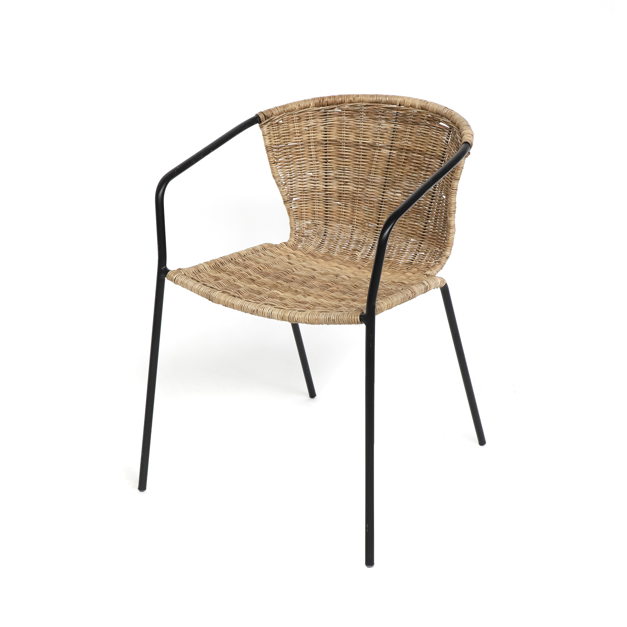 Rattan-Stuhl 'Bender', natur, schwarz, B 48 cm, L 56 cm, H 70 cm von fischer's lagerhaus