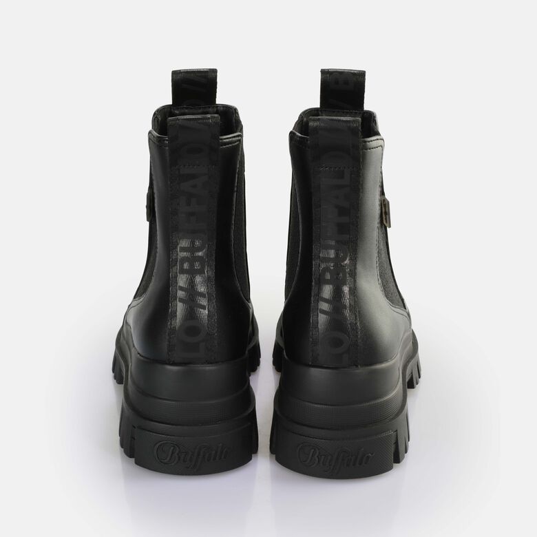 Aspha Chelsea Mid Bottines vegan, noirnoir