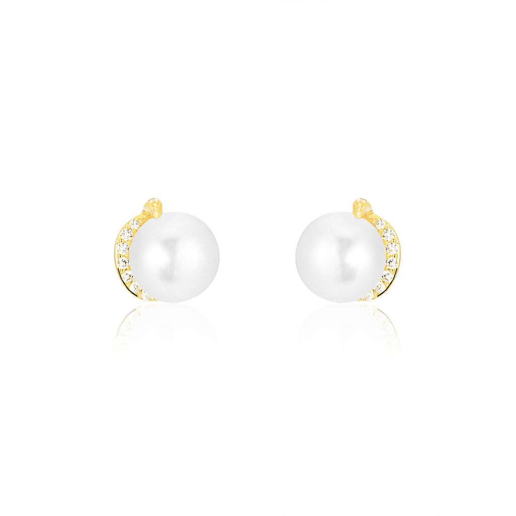 Boucles D'oreilles Puces Lucinda Or Jaune Perle De Culture