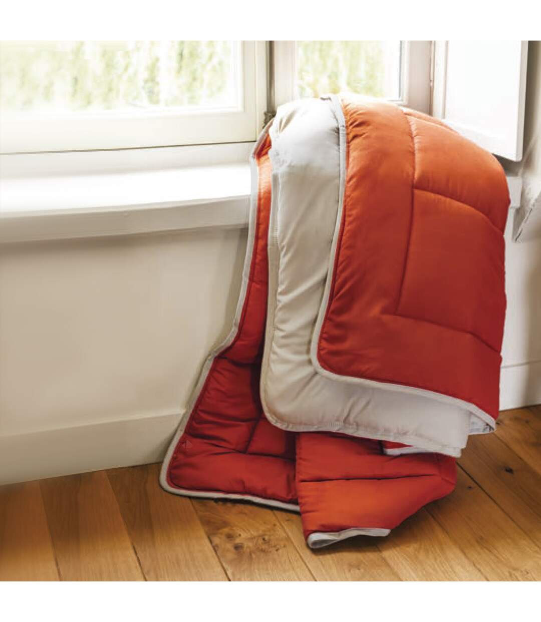 Couette hiver 140x200 cm COCOON BICOLORE Gingembre/Galet garnissage fibre polyester 400g/m2