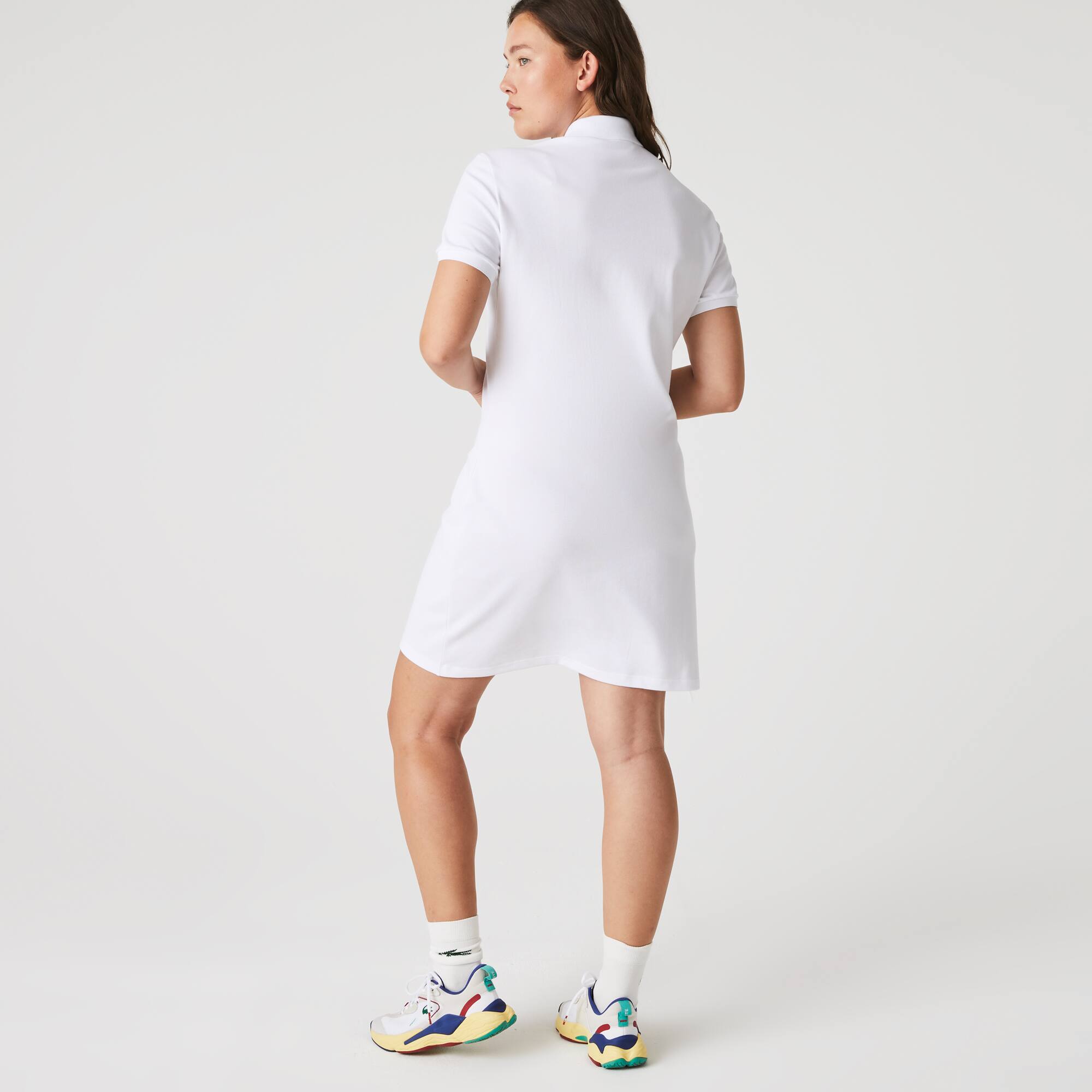 Damen Polokleid aus Stretch-Baumwoll-Piqué Kleider & Röcke - Weiss - Lacoste - Damen