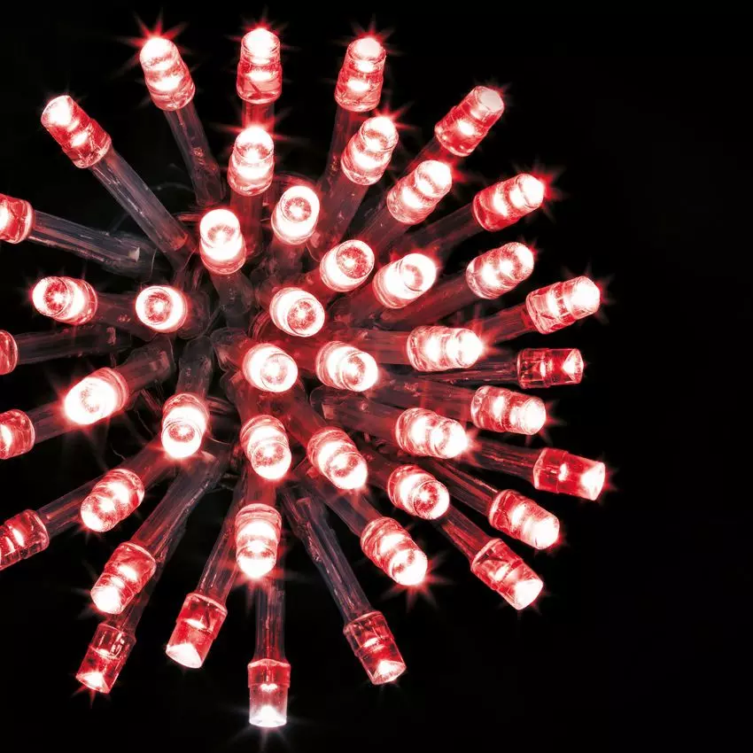 Guirlande lumineuse 20 m 200 LED câble transparent Timer Rouge