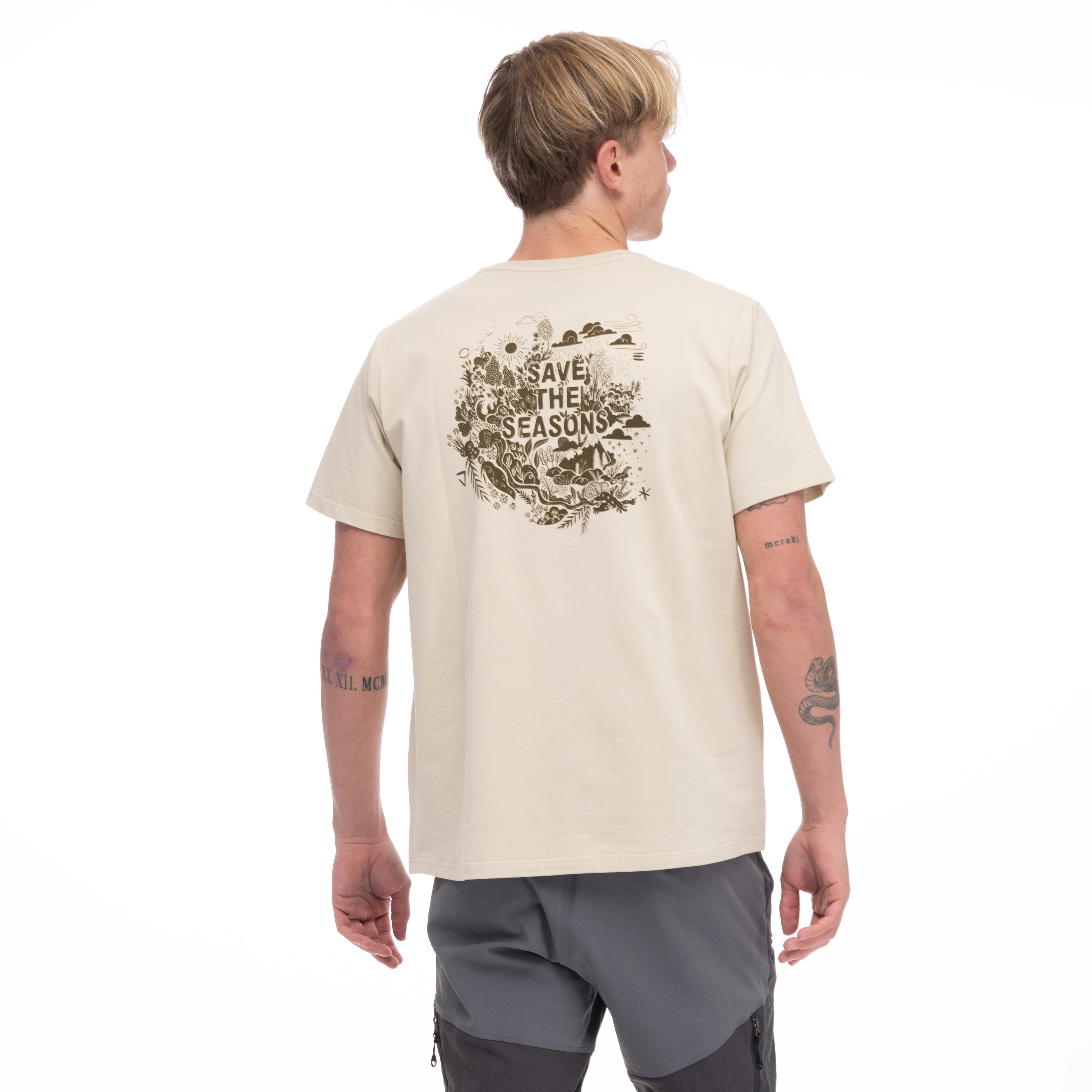 Graphic Tee Herre Chalk Sand/Dark Olive Green