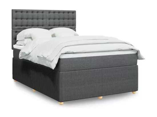 Sommier à lattes de lit avec matelas Gris foncé 140x190cm Tissu