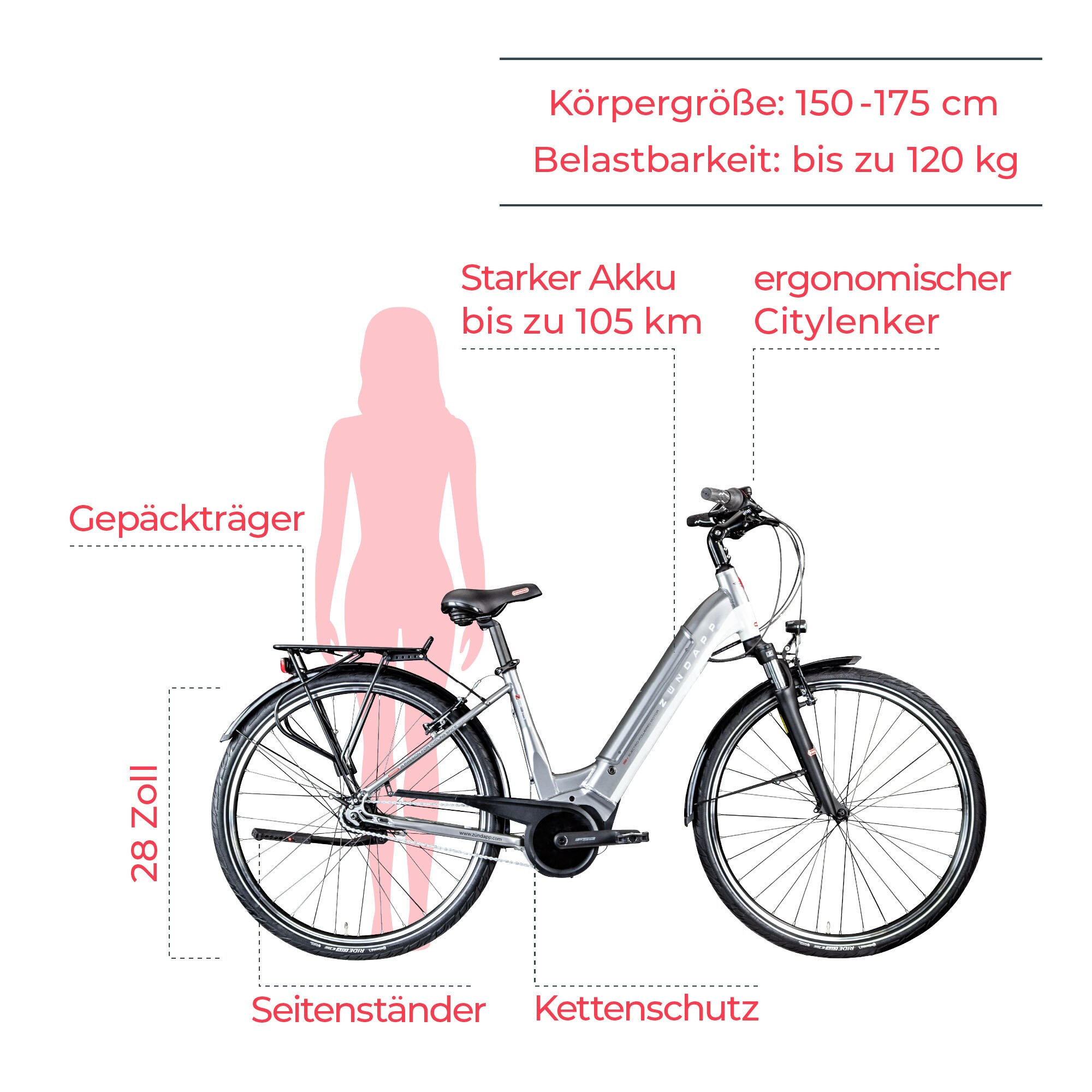 Zündapp Z905 E-Bike Citybike 28 Zoll Pedelec Bosch Damenfahrrad Tiefeinsteiger