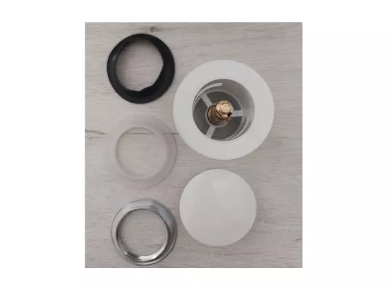 Bonde et cache trop-plein blanc pour baignoire îlot design
