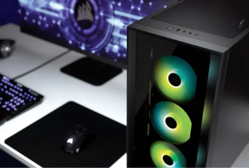 CORSAIR | iCUE 4000X RGB – Miditower - ATX - ingen strømforsyning - Sort - USB/Lyd