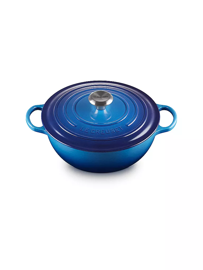 LE CREUSET Gusseisen-Bräter mit Deckel 26cm LA MARMITE SIGNATURE Azure blau