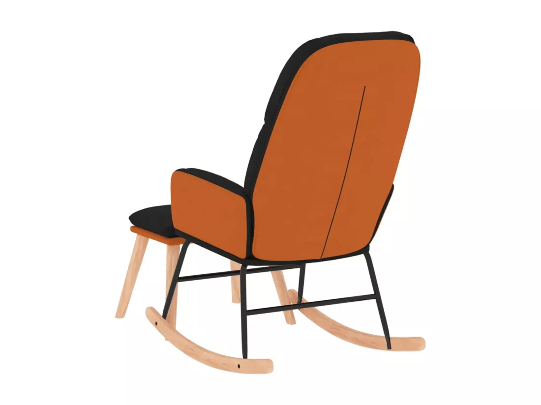 Chaise à bascule avec repose-pied Noir Tissu