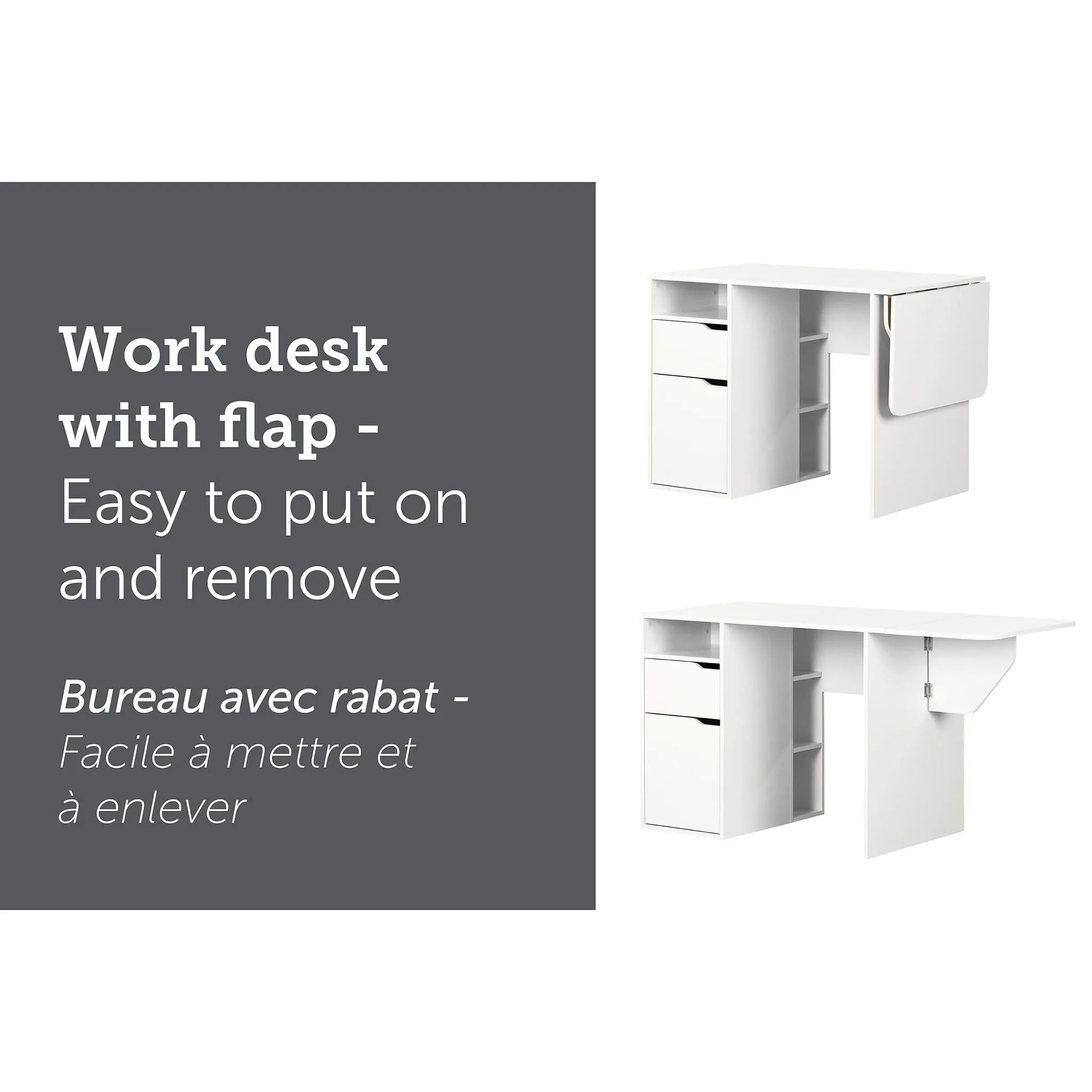 South Shore Table de Bricolage avec Rabat - Crea Blanc solide