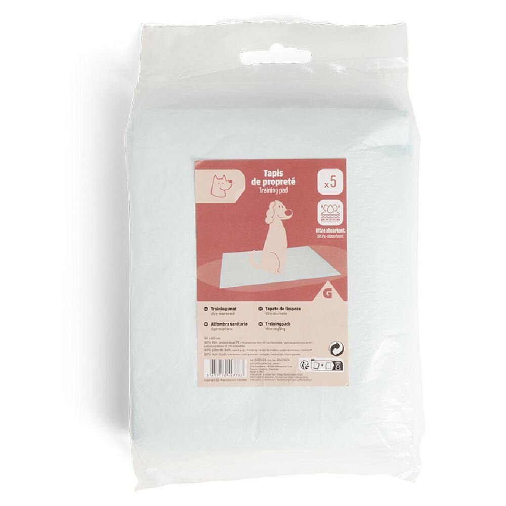 Lot de 5 tapis de propreté ultra-absorbants pour chien 90x60cm