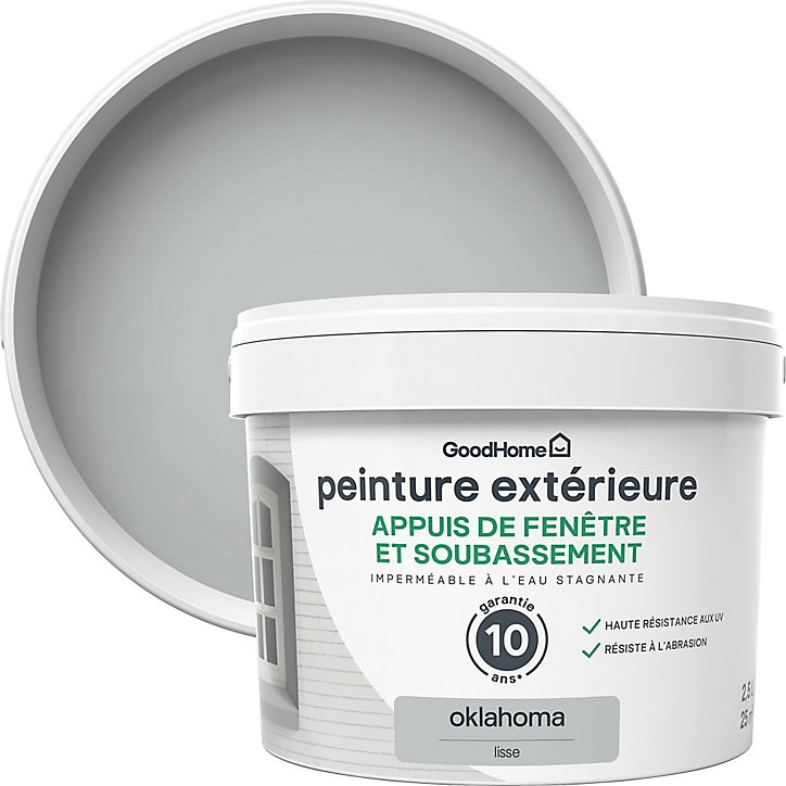 Peinture extérieure appuis de fenêtre GoodHome gris Oklahoma 2,5L