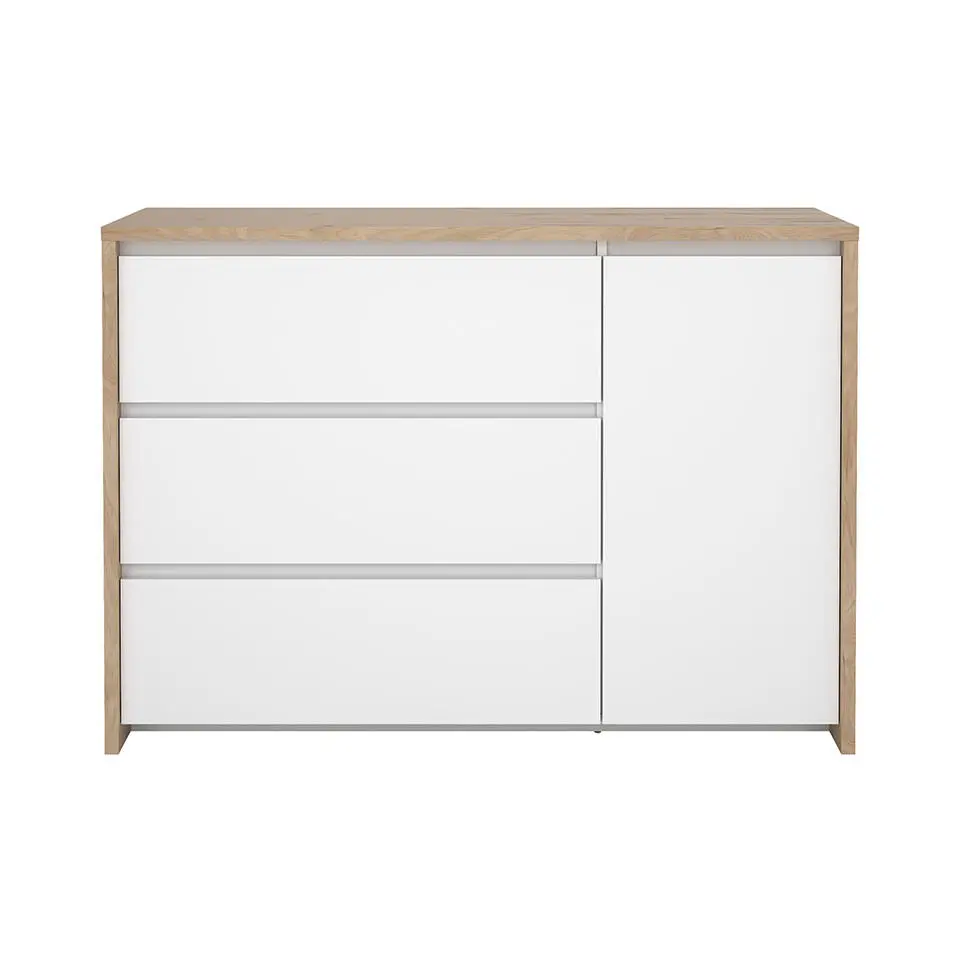 Hioshop Next kommode 1 deur 3 lades hoogglans wit