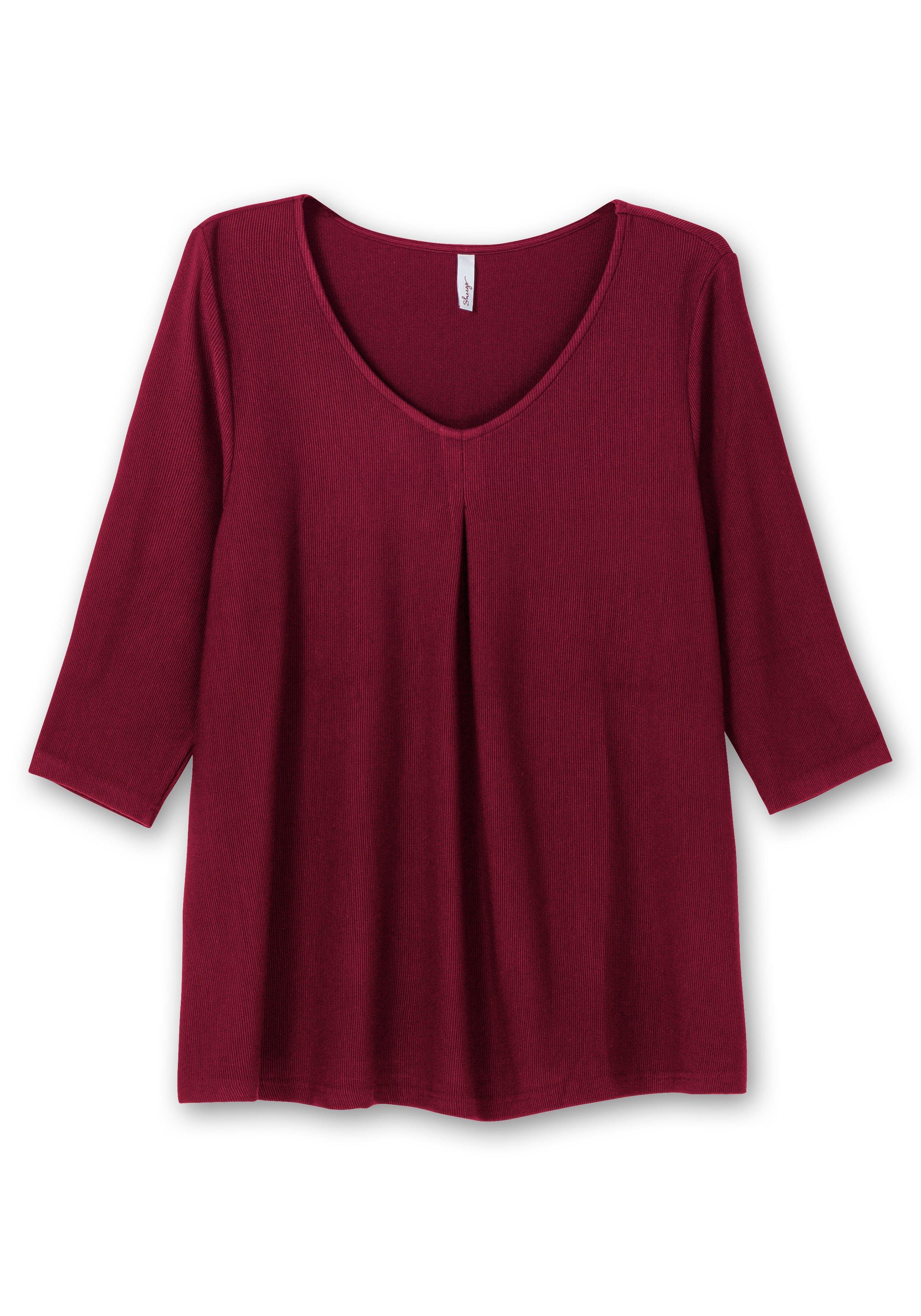 3/4-Arm-Shirt aus Rippjersey, mit Kellerfalte, in A-Linie