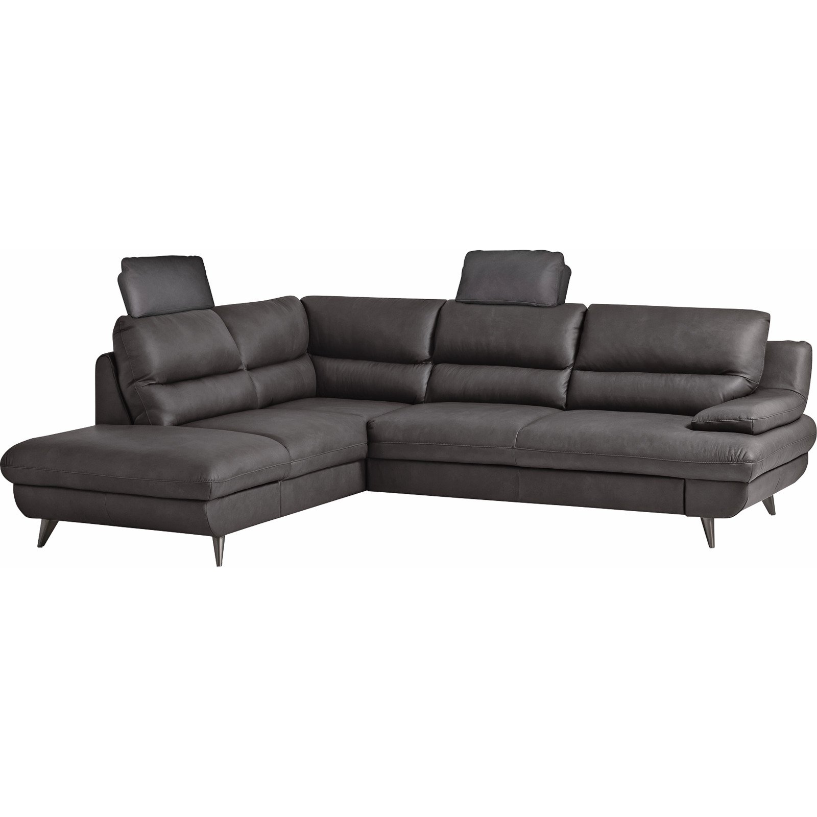 Ecksofa Pike Leder, Ottomane links bianco