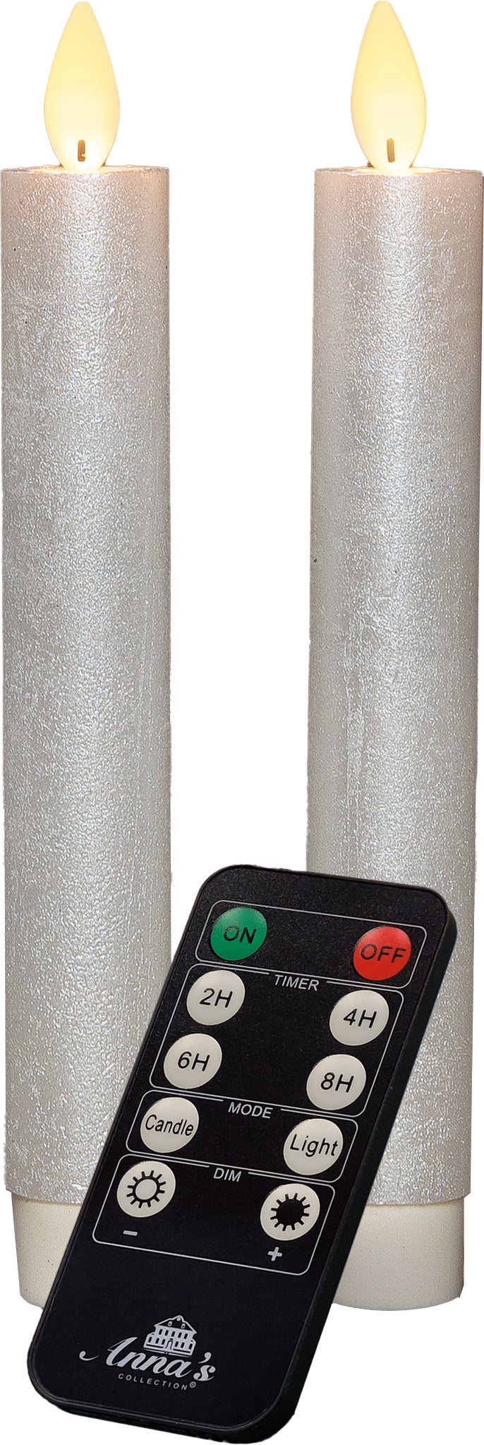 Anna's Collection LED dinerkaars Tara met timer wit D 2,2 H 18 cm 2 stuks