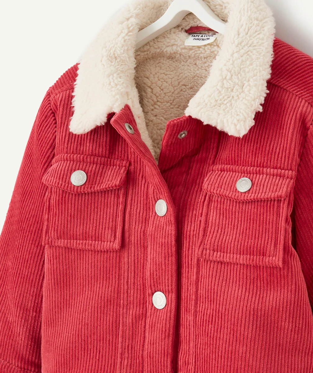 VESTE BÉBÉ FILLE EN REMBOURRAGE RECYCLÉ ET VELOURS ROSE