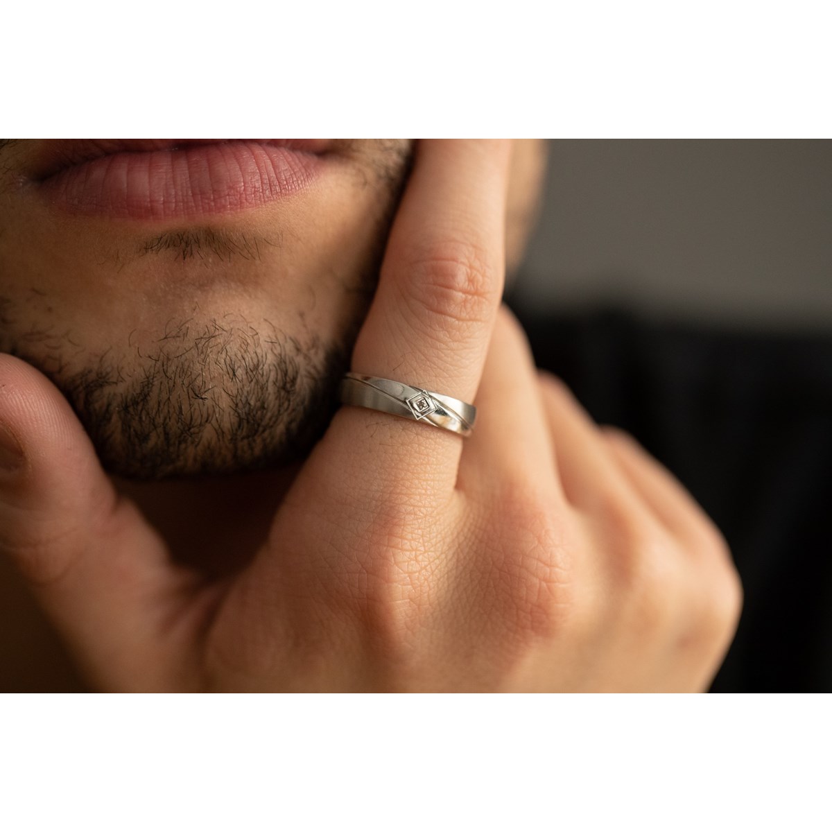 Alliance Glenn en Acier 316L avec diamant blanc