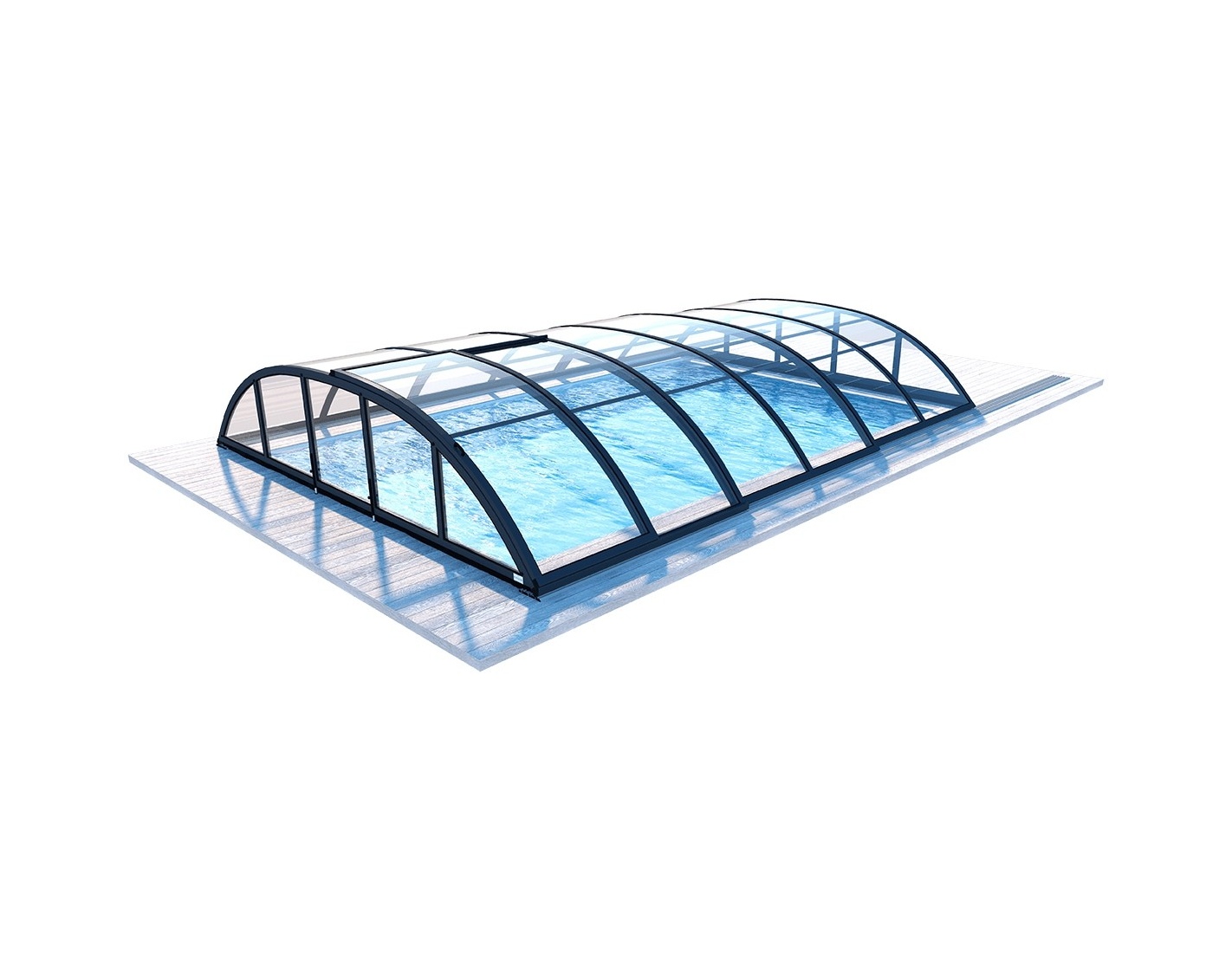 Abri de piscine horizon pour les modèles 6,20x3 m - bas87, bas787 - polycarbonate massif 3 mm - couleur ral7016 graphite