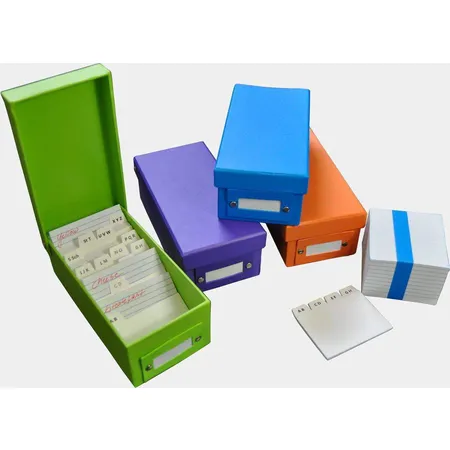 MW-Handel 3x Lernbox Karteikasten DIN A8 3 verschiedene Farben + 1200 Karteikarten