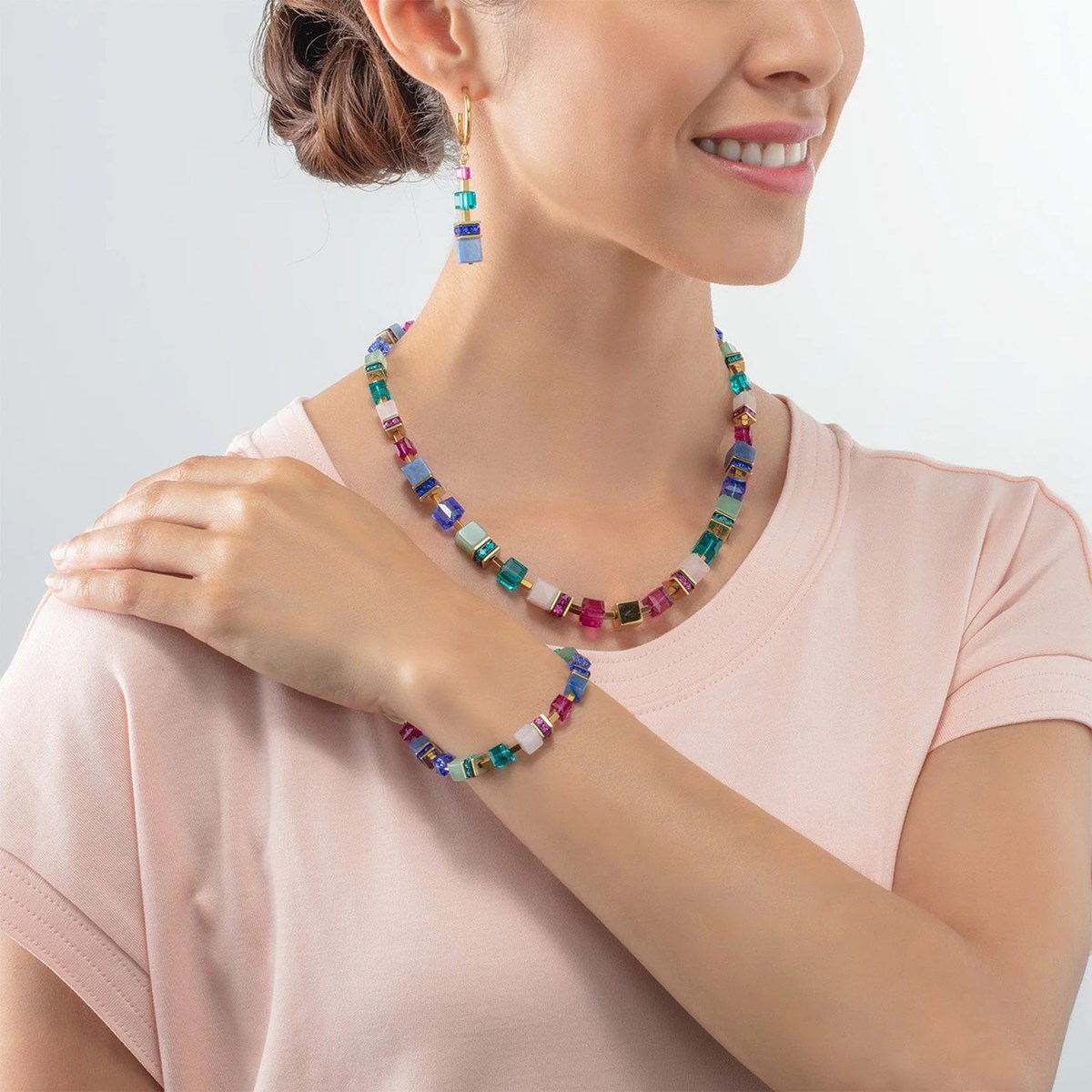 Boucles d'oreilles Coeur de Lion GéoCube multicolore