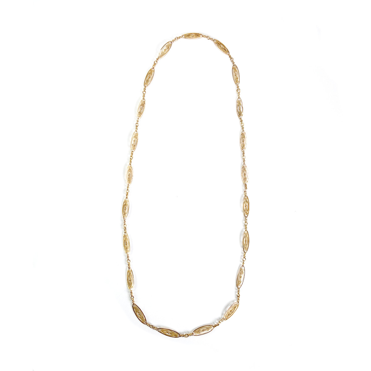 Collier d'occasion or 750 jaune maille filigranée 72 cm