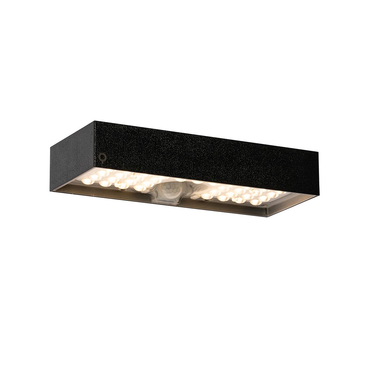 Buiten wandlamp zwart met dimlicht en sensor op solar - Kayo
