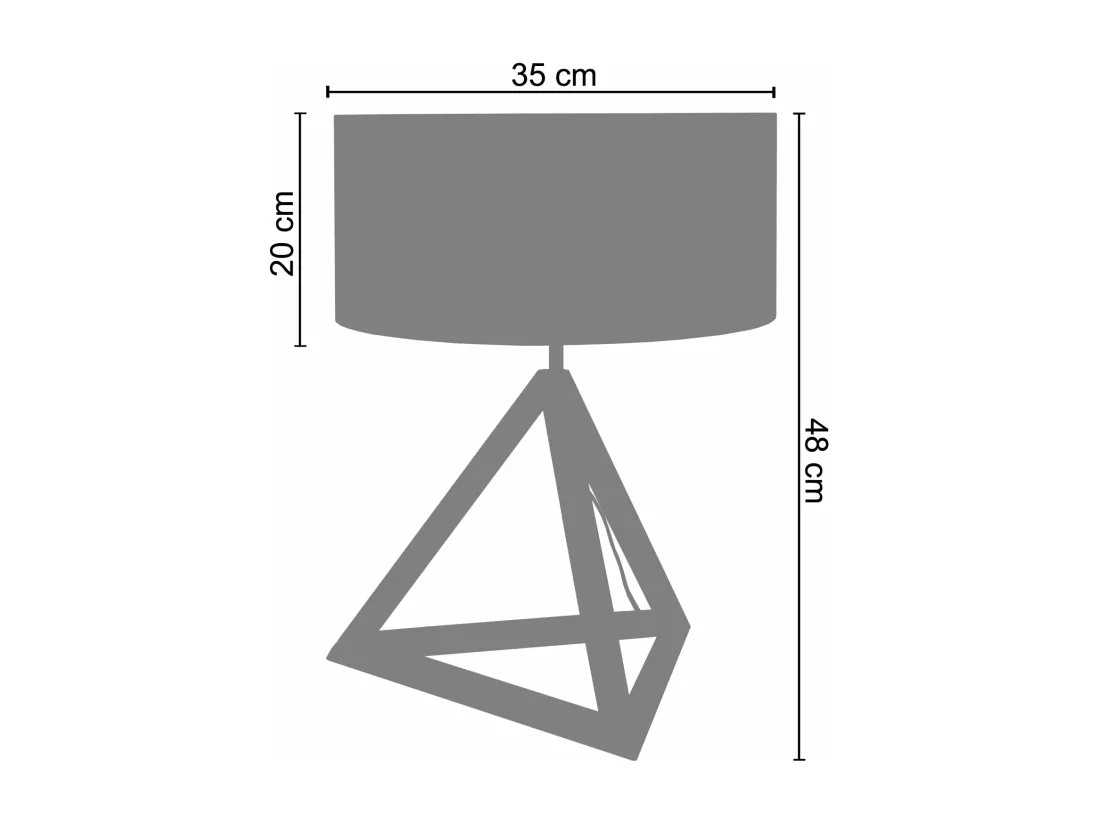 Lampe a poser géométrique bois naturel, taupe48 cm.