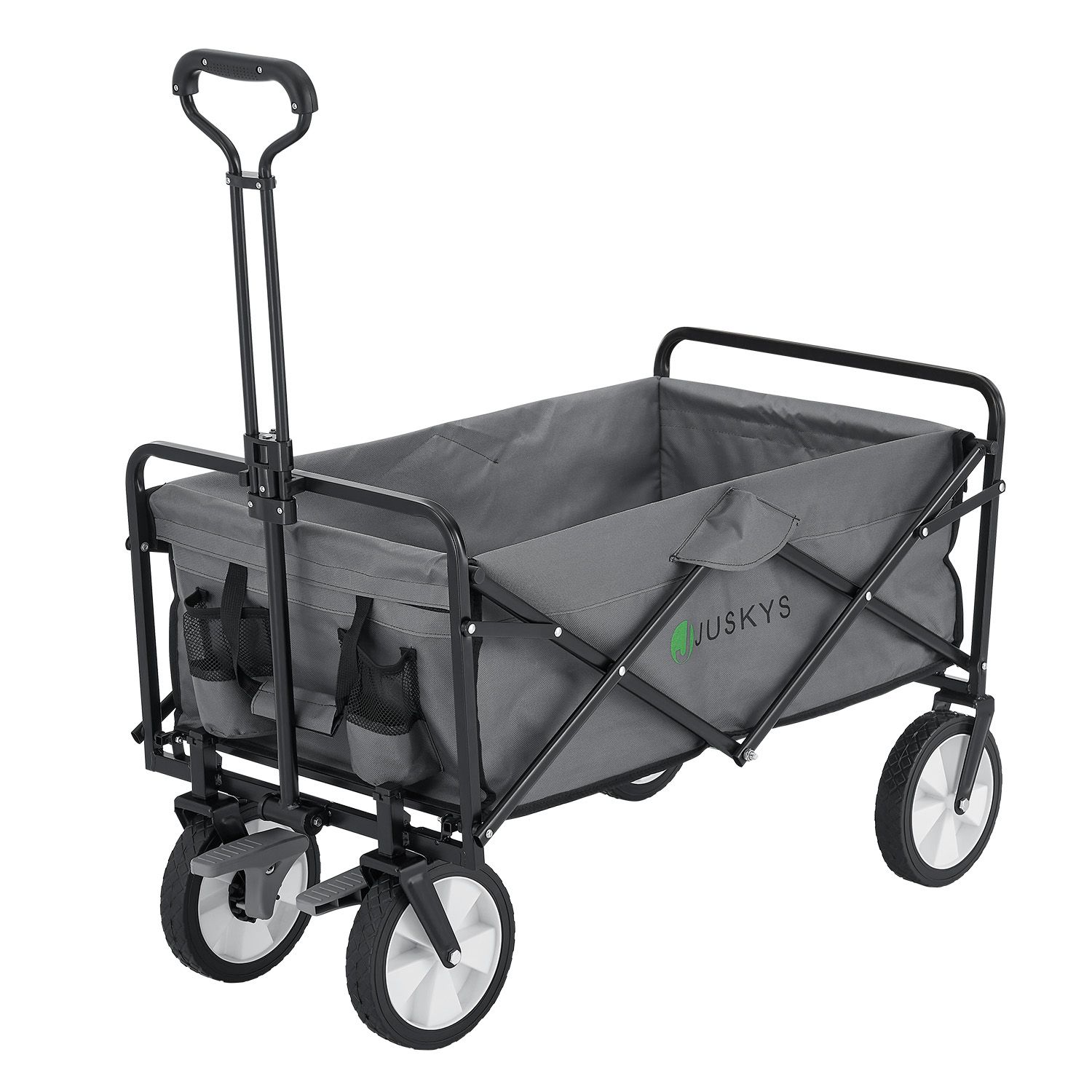 Juskys Bollerwagen 100 kg Tragkraft - Transportwagen faltbar - Einkaufen & Camping - Dunkelgrau